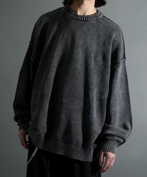 Starting Over（スターティングオーバー）の「ヴィンテージライク ピグメント加工 ワンポイント刺繍 プルオーバー クルーネック コットンニット（ニット/セーター・メンズ・ブラック/マスタード/ベージュ・L/M）」の17枚目の写真