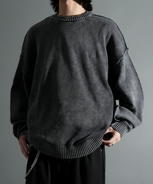 Starting Over（スターティングオーバー）の「ヴィンテージライク ピグメント加工 ワンポイント刺繍 プルオーバー クルーネック コットンニット（ニット/セーター・メンズ・ブラック/マスタード/ベージュ・L/M）」の18枚目の写真