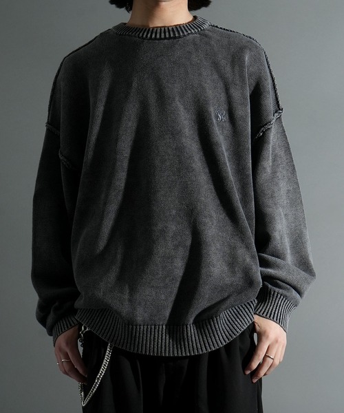 Starting Over（スターティングオーバー）の「ヴィンテージライク ピグメント加工 ワンポイント刺繍 プルオーバー クルーネック コットンニット（ニット/セーター・メンズ・ブラック/マスタード/ベージュ・L/M）」の19枚目の写真