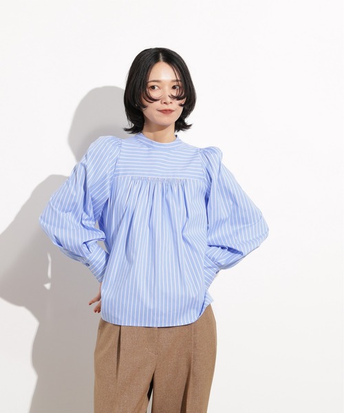 N.（N. Natural Beauty Basic）（エヌエヌナチュラルビューティーベーシック）の「バックリボンストライプブラウス（シャツ/ブラウス・レディース・ブルー系その他/ブラウン系その他・MEDIUM）」の22枚目の写真