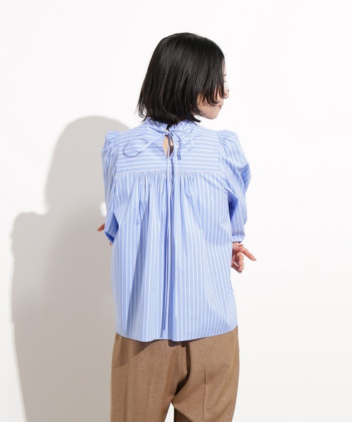 N.（N. Natural Beauty Basic）（エヌエヌナチュラルビューティーベーシック）の「バックリボンストライプブラウス（シャツ/ブラウス・レディース・ブルー系その他/ブラウン系その他・MEDIUM）」の12枚目の写真