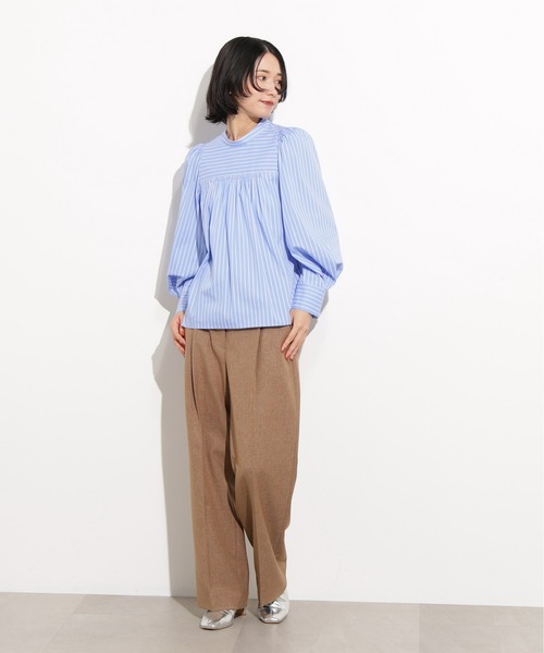 N.（N. Natural Beauty Basic）（エヌエヌナチュラルビューティーベーシック）の「バックリボンストライプブラウス（シャツ/ブラウス・レディース・ブルー系その他/ブラウン系その他・MEDIUM）」の15枚目の写真