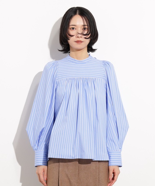 N.（N. Natural Beauty Basic）（エヌエヌナチュラルビューティーベーシック）の「バックリボンストライプブラウス（シャツ/ブラウス・レディース・ブルー系その他/ブラウン系その他・MEDIUM）」の8枚目の写真