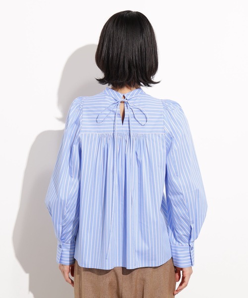 N.（N. Natural Beauty Basic）（エヌエヌナチュラルビューティーベーシック）の「バックリボンストライプブラウス（シャツ/ブラウス・レディース・ブルー系その他/ブラウン系その他・MEDIUM）」の10枚目の写真