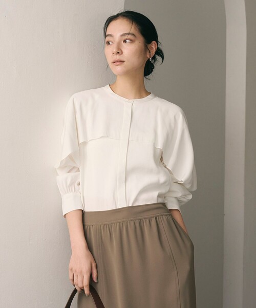 セール】【WEB限定 Wardrobe DAILY MINIMAL】フリルレイヤーブラウス