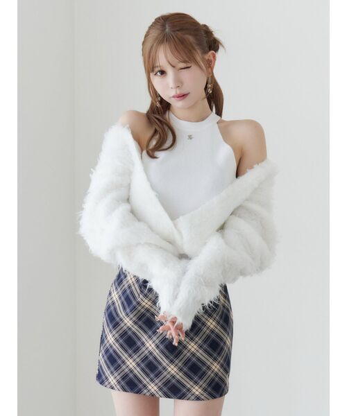 EATME（イートミー）の「チェックミニスカート（スカート・レディース・キャメル/ネイビー・SMALL/MEDIUM）」の6枚目の写真