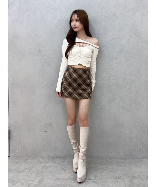 EATME（イートミー）の「チェックミニスカート（スカート・レディース・キャメル/ネイビー・SMALL/MEDIUM）」の16枚目の写真