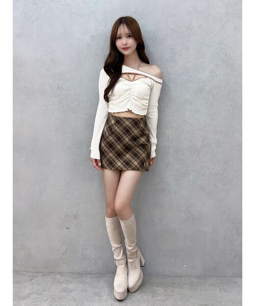 EATME（イートミー）の「チェックミニスカート（スカート・レディース・キャメル/ネイビー・SMALL/MEDIUM）」の17枚目の写真