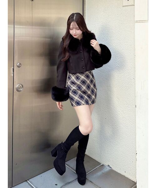 EATME（イートミー）の「チェックミニスカート（スカート・レディース・キャメル/ネイビー・SMALL/MEDIUM）」の20枚目の写真