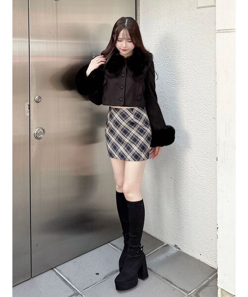 EATME（イートミー）の「チェックミニスカート（スカート・レディース・キャメル/ネイビー・SMALL/MEDIUM）」の21枚目の写真