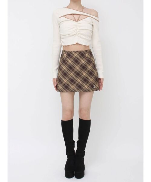 EATME（イートミー）の「チェックミニスカート（スカート・レディース・キャメル/ネイビー・SMALL/MEDIUM）」の9枚目の写真