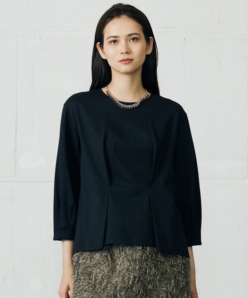 自由区（ジユウク）の「クリアコットンポンチタックジャージ カットソー（Tシャツ/カットソー・レディース・ネイビー系/ベージュ系/グレー系・32）」の3枚目の写真