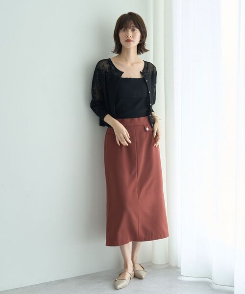 YECCA VECCA（イェッカヴェッカ）の「ポケットデザインナロースカート（スカート・レディース・ライトベージュ/テラコッタ/ブラック・S/M）」の3枚目の写真