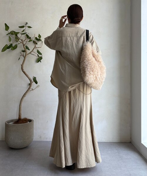 DouDou（ドゥドゥ）の「【セットアップ対応】ピグメントライクフレアスカート（スカート・レディース・ベージュ/カーキ/ピンク・FREE/TM）」の8枚目の写真