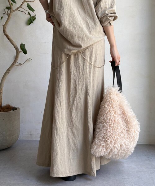 DouDou（ドゥドゥ）の「【セットアップ対応】ピグメントライクフレアスカート（スカート・レディース・ベージュ/カーキ/ピンク・FREE/TM）」の12枚目の写真