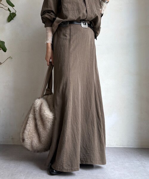 DouDou（ドゥドゥ）の「【セットアップ対応】ピグメントライクフレアスカート（スカート・レディース・ベージュ/カーキ/ピンク・FREE/TM）」の21枚目の写真