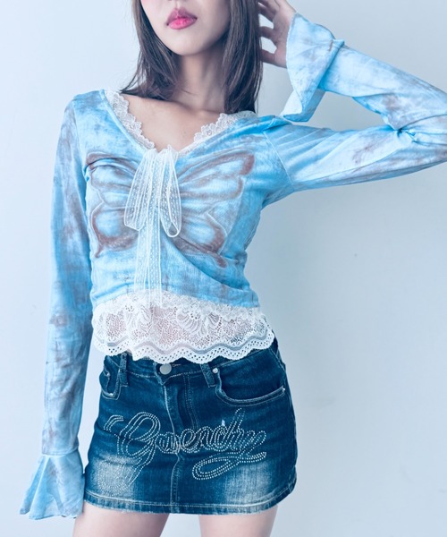 D&G Y2K レーストップス Butterfly】シアーレーストップス（Tシャツ/カットソー）｜Y2K SYNAPSE