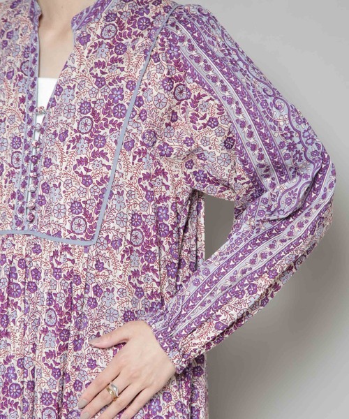 Sara mallika フラワーモチーフ ロングワンピース レーヨン 花柄 sara mallika ワンピース HAND PAINT FLOWER PRT DRESS