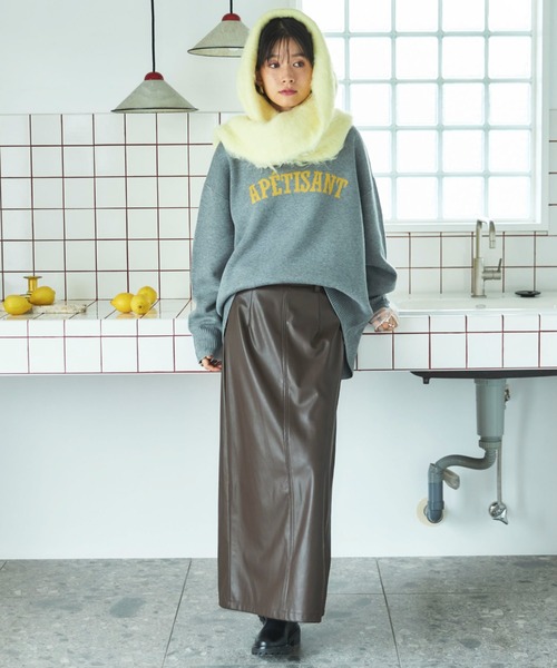 Doux archives(ドゥアルシーヴ)の「カレッジロゴニットプルオーバー(ニット/セーター・レディース・ベージュ/チャコールグレー/グレー・FREE)」の10枚目の写真
