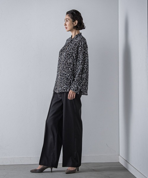 WEB限定】デニム見えシャンブレーワイドパンツ≪洗濯機で洗える