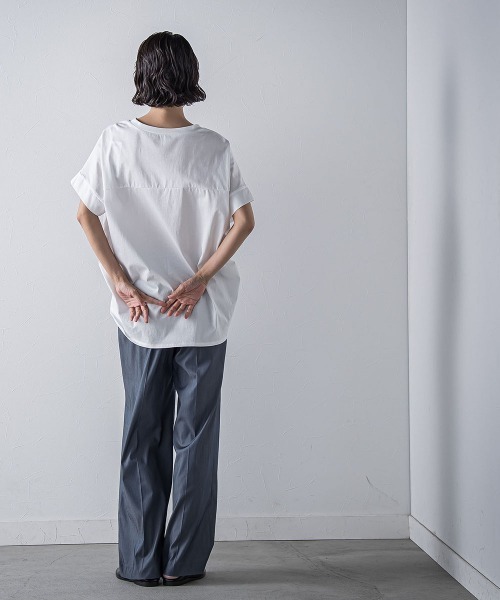 WEB限定】デニム見えシャンブレーワイドパンツ≪洗濯機で洗える