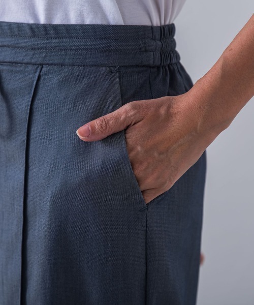 WEB限定】デニム見えシャンブレーワイドパンツ≪洗濯機で洗える