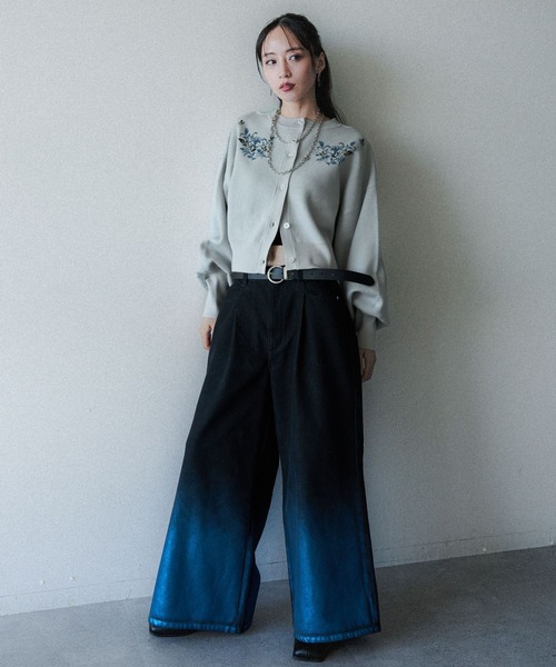 HARE（ハレ）の「フラワージャガードカタアキニットカーディガン(HARE