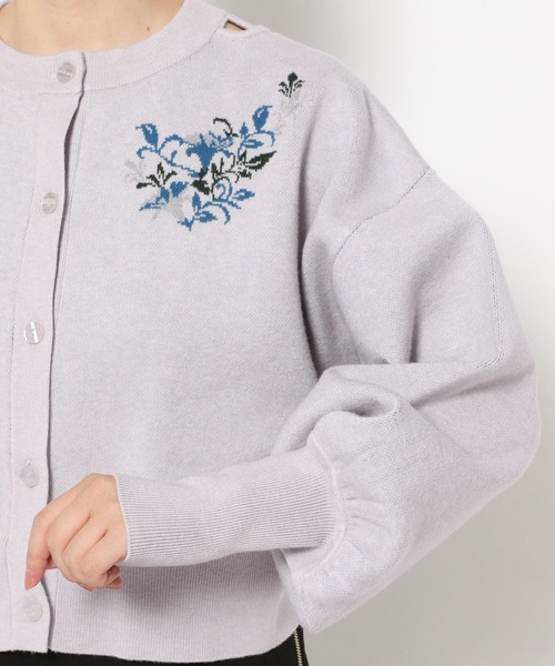 セール】フラワージャガードカタアキニットカーディガン(HARE