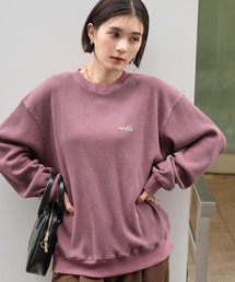 PENNEYS/ペニーズ 別注 THE FOX ロゴワンポイント刺繍 ヴィンテージ加工 ヘビーワッフルクルーネックプルオーバーワイン