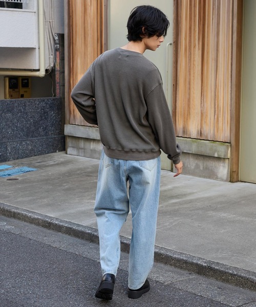 PENNEYS（ぺニーズ）の「PENNEYS/ペニーズ 別注 THE FOX ロゴワンポイント刺繍 ヴィンテージ加工 ヘビーワッフルクルーネックプルオーバー（Tシャツ/カットソー・レディース・ブラック/ブラウン/グレー/ブルー系/ネイビー/ワイン/カーキ/アイボリー・S/L/M）」の9枚目の写真