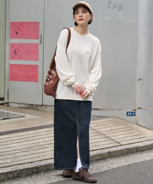 PENNEYS（ぺニーズ）の「PENNEYS/ペニーズ 別注 THE FOX ロゴワンポイント刺繍 ヴィンテージ加工 ヘビーワッフルクルーネックプルオーバー（Tシャツ/カットソー・レディース・ブラック/ブラウン/グレー/ブルー系/ネイビー/ワイン/カーキ/アイボリー・S/L/M）」の22枚目の写真