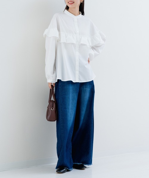 refinedworks（リファインドワークス）の「【refinedworks】華やぎを添える フリルブラウス（シャツ/ブラウス・レディース・ブラック/オフホワイト/ブラウン・FREE）」の14枚目の写真