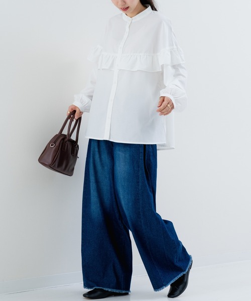 refinedworks（リファインドワークス）の「【refinedworks】華やぎを添える フリルブラウス（シャツ/ブラウス・レディース・ブラック/オフホワイト/ブラウン・FREE）」の15枚目の写真