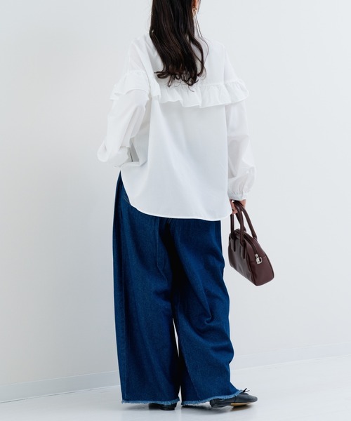 refinedworks（リファインドワークス）の「【refinedworks】華やぎを添える フリルブラウス（シャツ/ブラウス・レディース・ブラック/オフホワイト/ブラウン・FREE）」の16枚目の写真