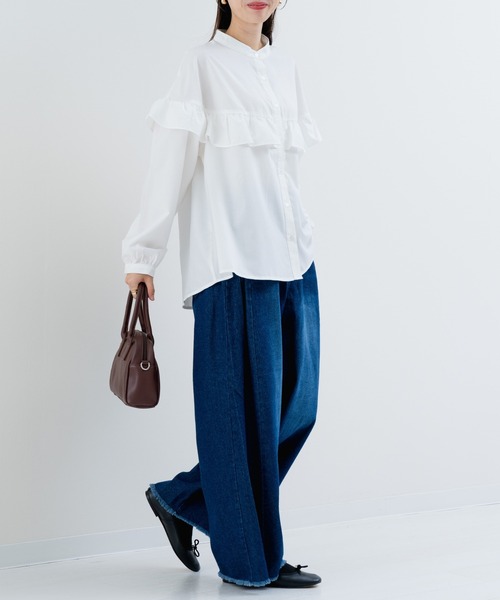 refinedworks（リファインドワークス）の「【refinedworks】華やぎを添える フリルブラウス（シャツ/ブラウス・レディース・ブラック/オフホワイト/ブラウン・FREE）」の17枚目の写真