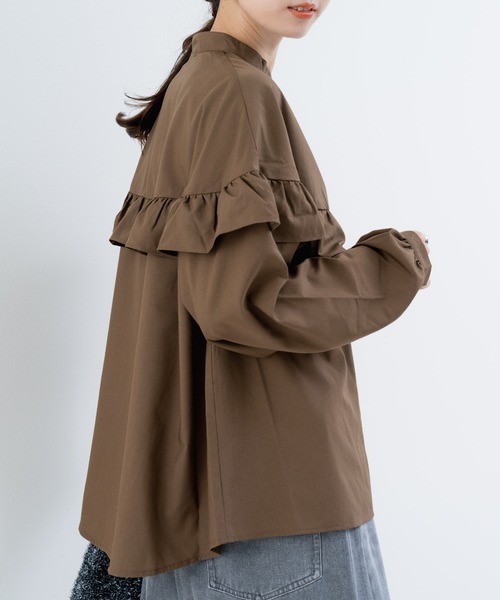 refinedworks（リファインドワークス）の「【refinedworks】華やぎを添える フリルブラウス（シャツ/ブラウス・レディース・ブラック/オフホワイト/ブラウン・FREE）」の9枚目の写真