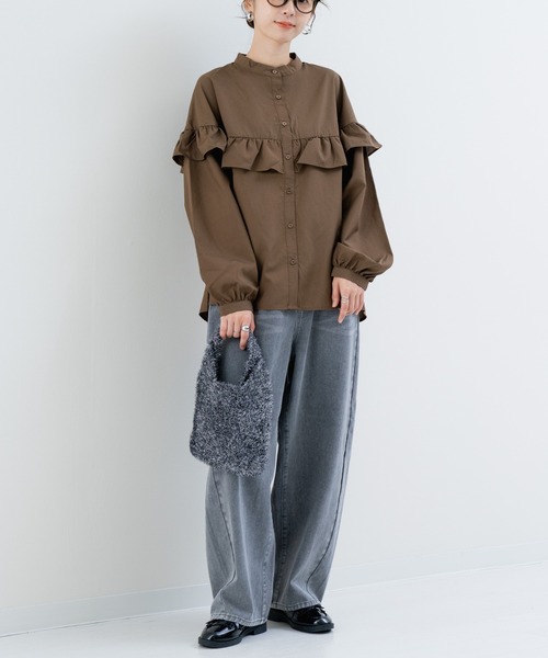 refinedworks（リファインドワークス）の「【refinedworks】華やぎを添える フリルブラウス（シャツ/ブラウス・レディース・ブラック/オフホワイト/ブラウン・FREE）」の19枚目の写真