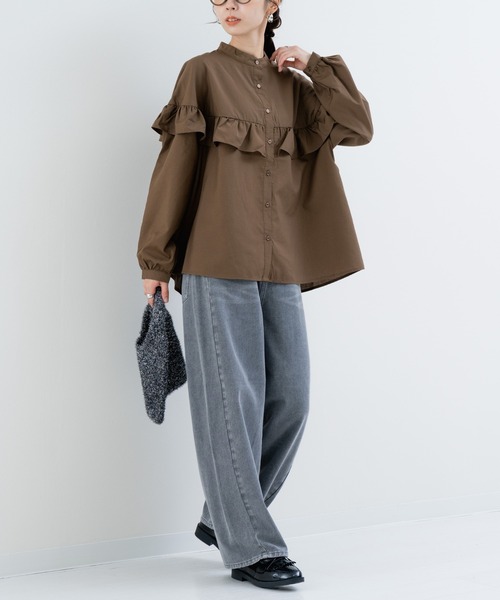 refinedworks（リファインドワークス）の「【refinedworks】華やぎを添える フリルブラウス（シャツ/ブラウス・レディース・ブラック/オフホワイト/ブラウン・FREE）」の20枚目の写真