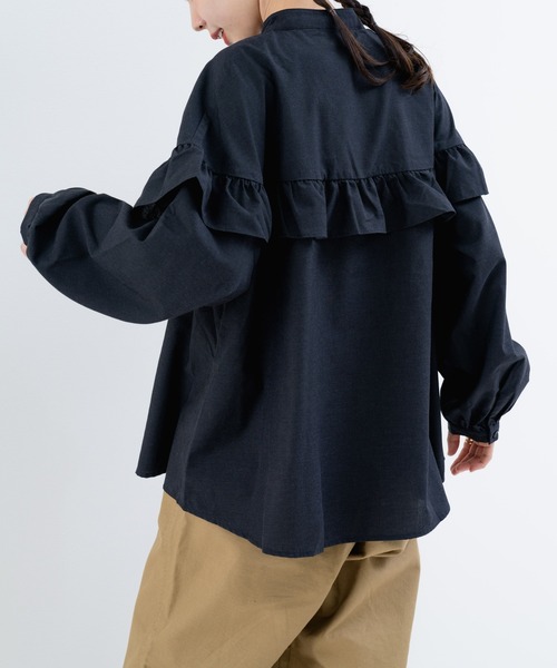 refinedworks（リファインドワークス）の「【refinedworks】華やぎを添える フリルブラウス（シャツ/ブラウス・レディース・ブラック/オフホワイト/ブラウン・FREE）」の12枚目の写真