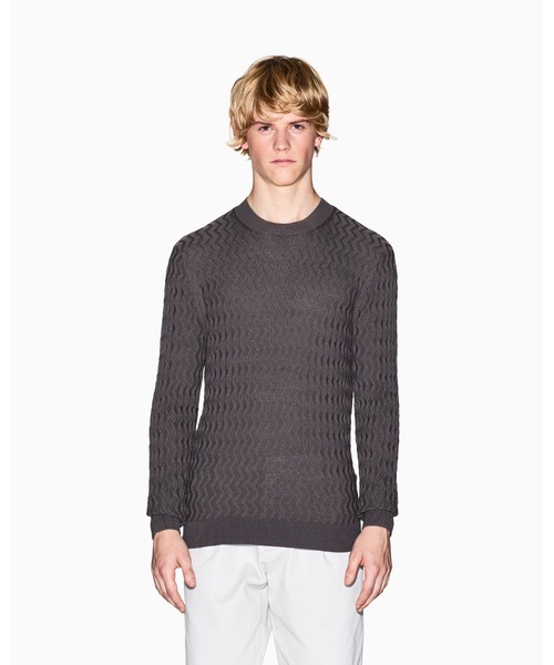 ARMANI EXCHANGE(アルマーニエクスチェンジ)の「【A|X アルマーニ エクスチェンジ】CL ジオメトリックパターン ニットプルオーバー(ニット/セーター・メンズ・ダークネイビー/グレー系その他・LARGE/X-SMALL/X-LARGE/SMALL/MEDIUM)」の2枚目の写真