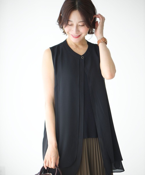 Ehre style（エーレスタイル）の「ウエストと腰回りを上手に隠す 綺麗シフォンジレ（ベスト・レディース・ブラック・FREE）」の14枚目の写真