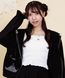 axes femme POETIQUE | カップ付きシャーリングキャミ(キャミソール)