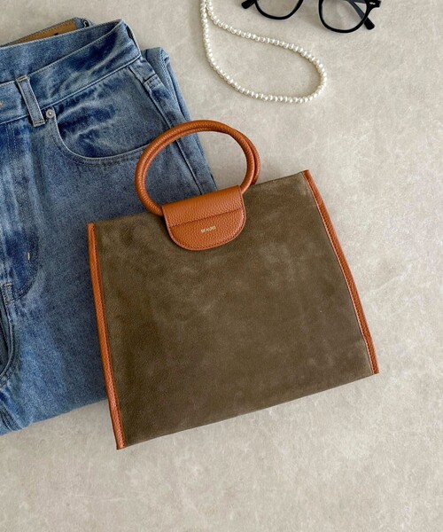 fredy emue（フレディエミュ）の「スエード配色底マチ立体ショルダーバッグ（ショルダーバッグ・レディース・ブラウン/オリーブ・FREE）」の13枚目の写真