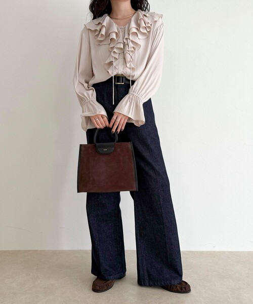 fredy emue（フレディエミュ）の「スエード配色底マチ立体ショルダーバッグ（ショルダーバッグ・レディース・ブラウン/オリーブ・FREE）」の11枚目の写真