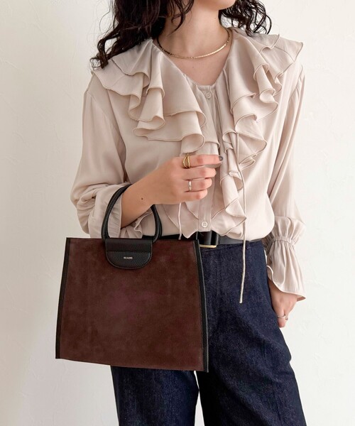 fredy emue（フレディエミュ）の「スエード配色底マチ立体ショルダーバッグ（ショルダーバッグ・レディース・ブラウン/オリーブ・FREE）」の10枚目の写真