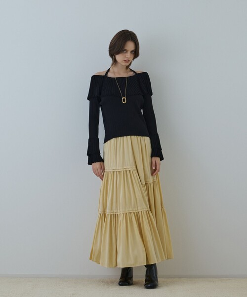 GRACE CONTINENTAL(グレースコンチネンタル)の「ティアードロングスカート(スカート・レディース・ブラック/イエロー・36/38)」の21枚目の写真
