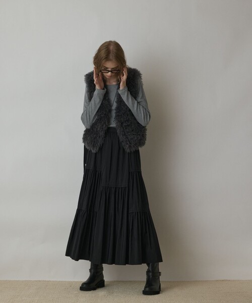 GRACE CONTINENTAL(グレースコンチネンタル)の「ティアードロングスカート(スカート・レディース・ブラック/イエロー・36/38)」の12枚目の写真