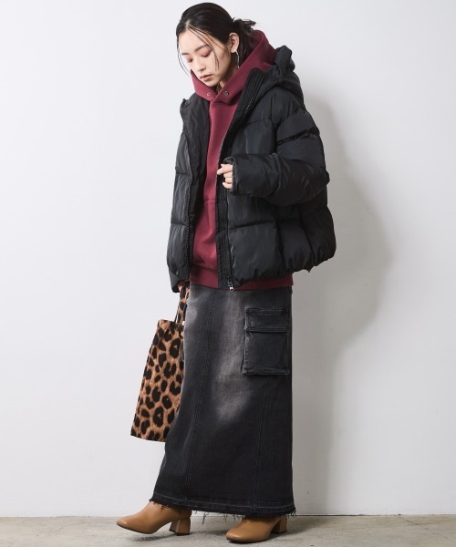 CHIC STYLE(シックスタイル)の「中綿ファイバーダウンフーディブルゾン<大きいサイズ有>シックスタイル(ダウンジャケット/コート・レディース・ブラック/ブラウン・L/M/5L/4L/3L/LL)」の9枚目の写真
