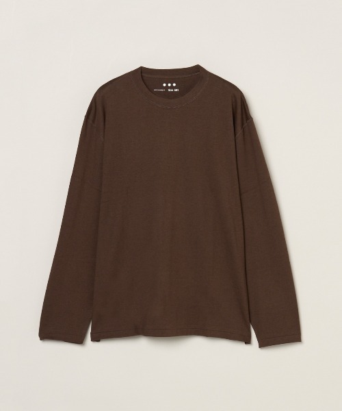 three dots（スリードッツ）の「コットンウール 長袖Tシャツ（Tシャツ/カットソー・メンズ・ブラック/オフホワイト/パープル/ブラウン系その他2・SMALL/MEDIUM/LARGE）」の12枚目の写真