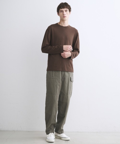 three dots（スリードッツ）の「コットンウール 長袖Tシャツ（Tシャツ/カットソー・メンズ・ブラック/オフホワイト/パープル/ブラウン系その他2・SMALL/MEDIUM/LARGE）」の10枚目の写真